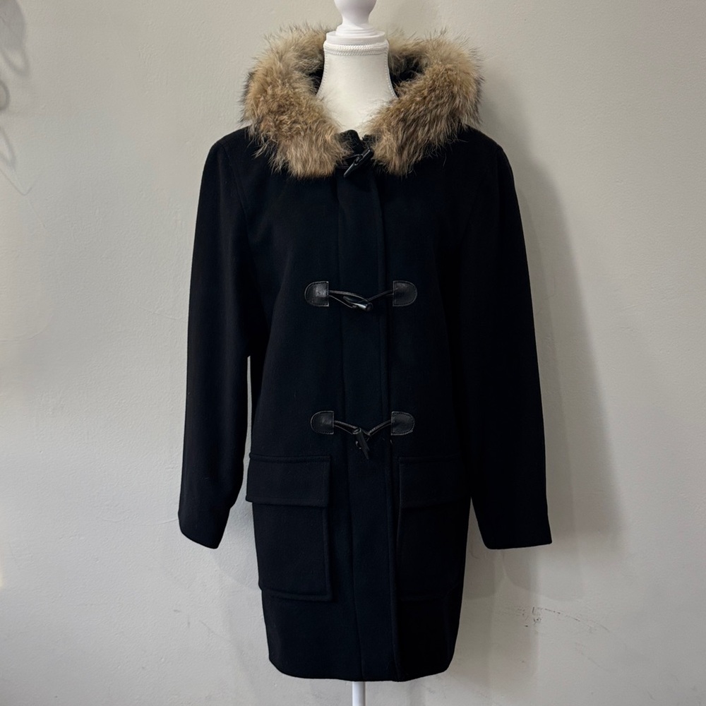 Michael Kors Wool Toggle Coat with Fur Collar – Women’s Size 12